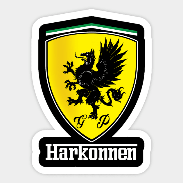 Harkonnen Sports Car (Black Print) Sticker by Miskatonic Designs